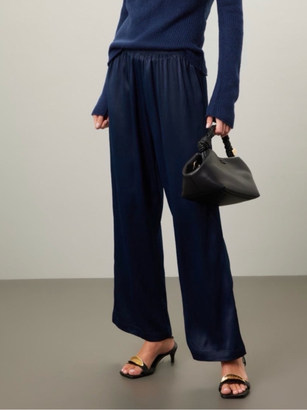 NWT DONNI The Silky Simple Pants Navy Blue Size Small